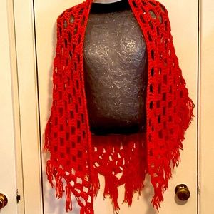Vintage Crochet Shawl - Orange- Last One of the pair